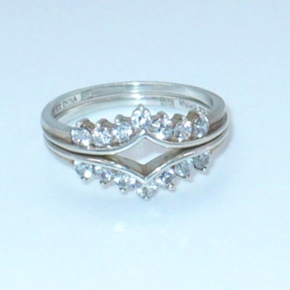 QVC Diamonique Sterling Silver Ring Guards Size 9